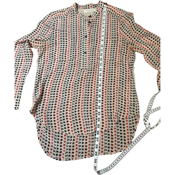 Isabel Marant Étoile Silk Blouse Red & Navy Star Dove Print – Size FR 42 / US 10 - Picture 5 of 8